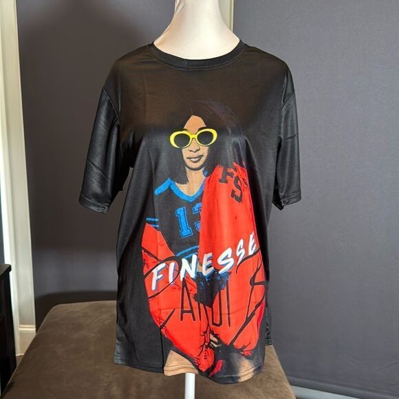 Unisex Women’s Men’s Cardi-B Finesse Black Short Sleeve T-Shirt Size M NEW - Picture 1 of 11